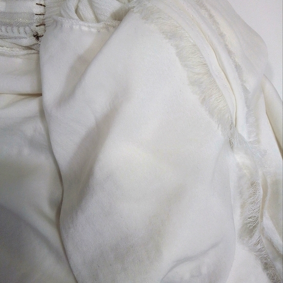 Forever 21 Off White/Gold Long Sleeve Crinkle BoHo Style Top - Picture 11 of 12